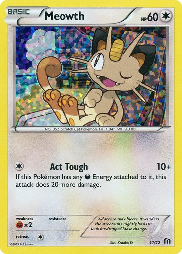 Meowth 011/012 card from McDonald's Promos 2016