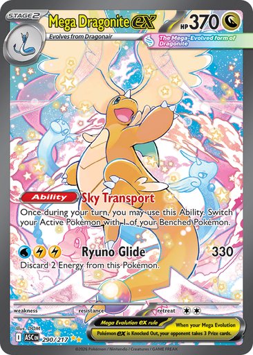 Mega Dragonite ex 290/217 card from ME: Ascended Heroes