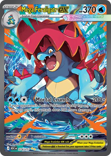 Mega Feraligatr ex 274/217 card from ME: Ascended Heroes