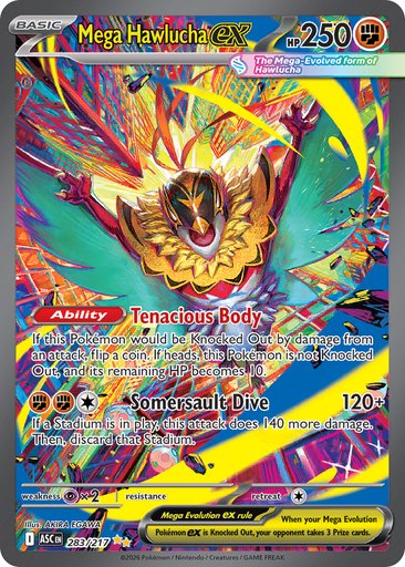 Mega Hawlucha ex 283/217 card from ME: Ascended Heroes