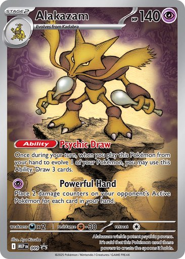 Alakazam (Pokemon Center Exclusive) 009 card from ME: Mega Evolution Promo