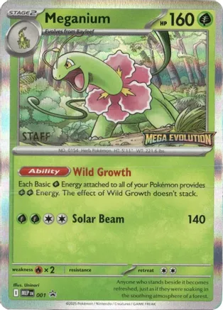 Meganium [Staff] 001 card from ME: Mega Evolution Promo