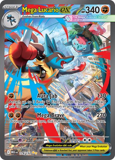 Mega Lucario ex 179/132 card from ME01: Mega Evolution
