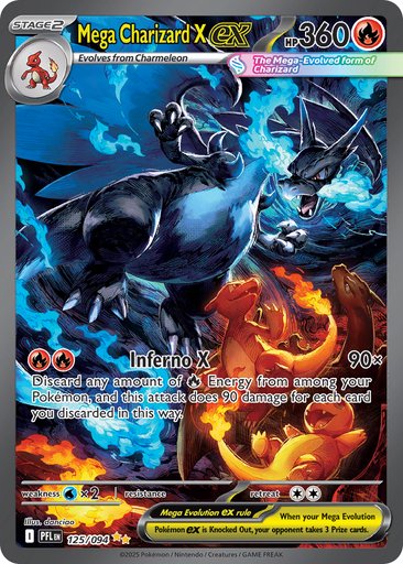 Mega Charizard X ex 125/094 card from ME02: Phantasmal Flames