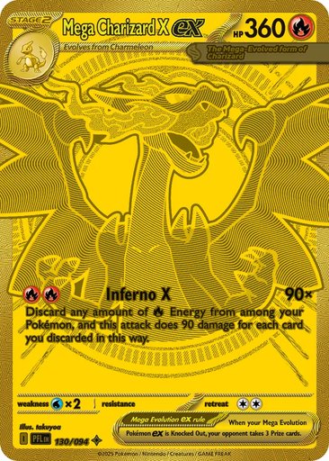 Mega Charizard X ex 130/094 card from ME02: Phantasmal Flames