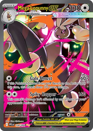 Mega Lopunny ex 128/094 card from ME02: Phantasmal Flames