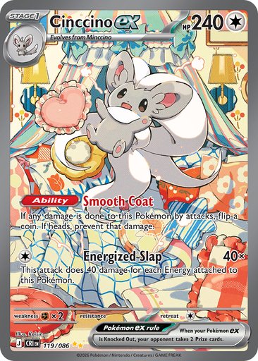 Cinccino ex 119/086 card from ME04: Chaos Rising