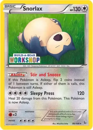 Snorlax (Build-a-Bear Workshop Exclusive) 080/106 card from Miscellaneous Cards & Products
