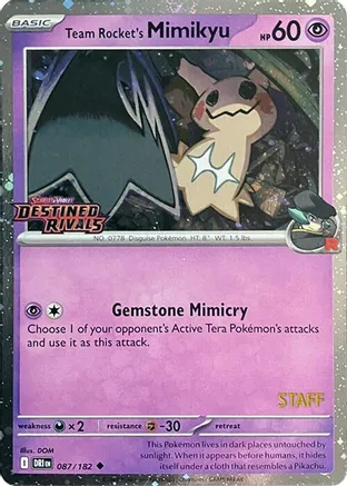 Team Rocket's Mimikyu (Prerelease) [Staff] 087/182 card from Miscellaneous Cards & Products