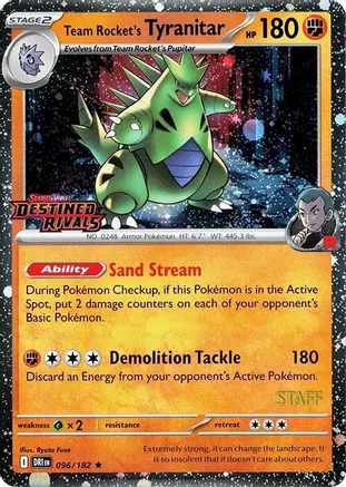 Team Rocket's Tyranitar (Prerelease) [Staff] 096/182 card from Miscellaneous Cards & Products