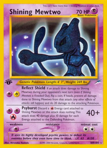 Shining Mewtwo 109/105 card from Neo Destiny