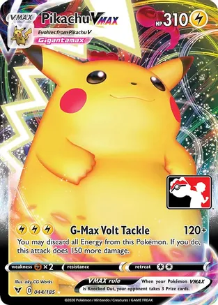 Pikachu VMAX 044/185 card from Prize Pack Series Cards