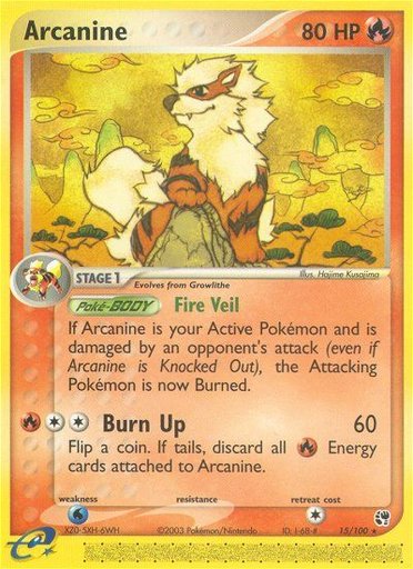 Arcanine 15/100 card from Sandstorm