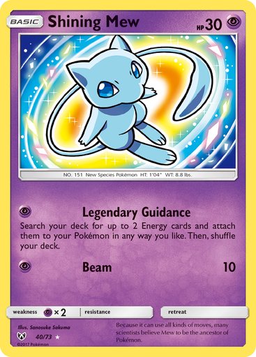 Shining Mew 40/73 card from Shining Legends