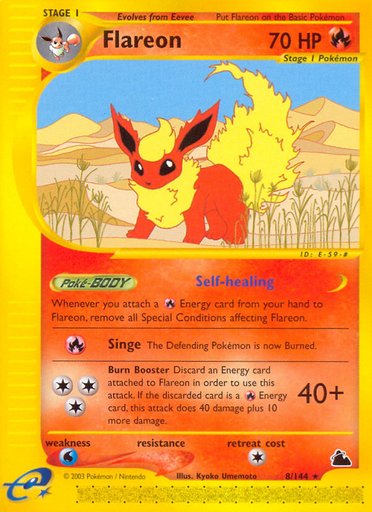 Flareon (8) 008/144 card from Skyridge