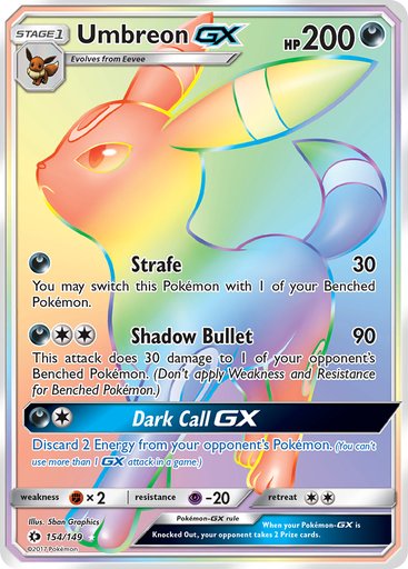 Umbreon GX (Secret) 154/149 card from SM Base Set