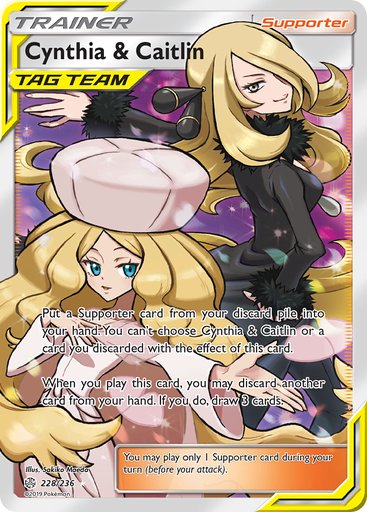 Cynthia & Caitlin (Full Art) 228/236 card from SM - Cosmic Eclipse