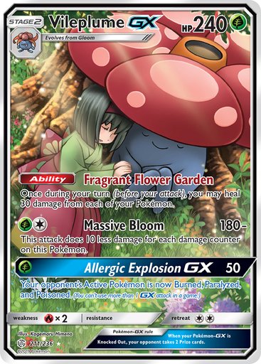 Vileplume GX (Full Art) 211/236 card from SM - Cosmic Eclipse