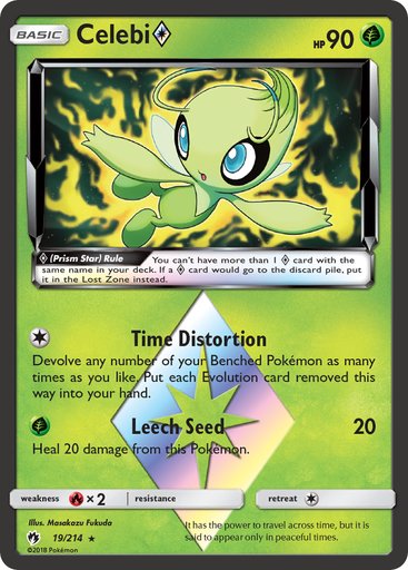 Celebi Prism Star 19/214 card from SM - Lost Thunder