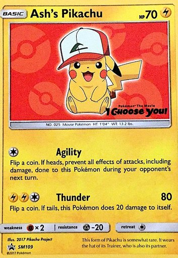 Ash's Pikachu SM109 card from SM Promos