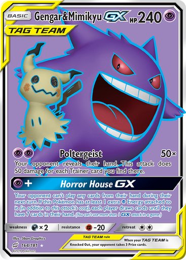Gengar & Mimikyu GX (Full Art) 164/181 card from SM - Team Up