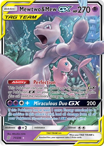 Mewtwo & Mew GX 71/236 card from SM - Unified Minds