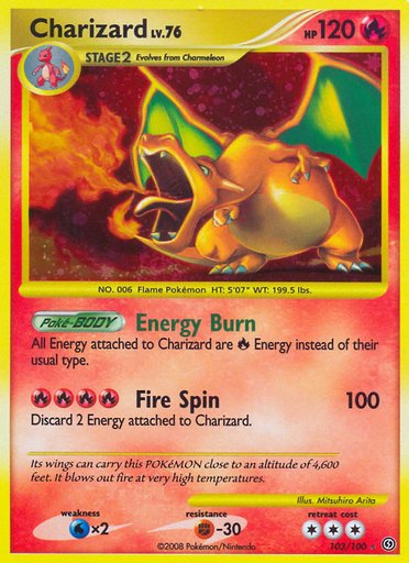 Charizard 103/100 card from Stormfront