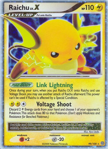 Raichu LV.X 99/100 card from Stormfront