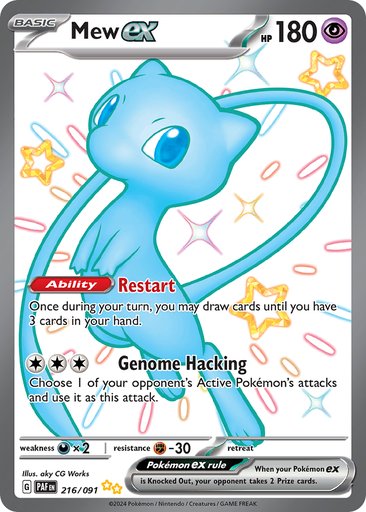 Mew ex 216/091 card from SV: Paldean Fates