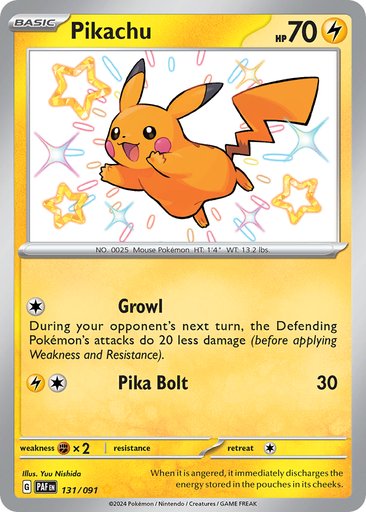 Pikachu 131/091 card from SV: Paldean Fates