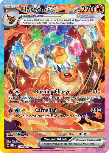 Flareon ex 146/131 card from SV: Prismatic Evolutions