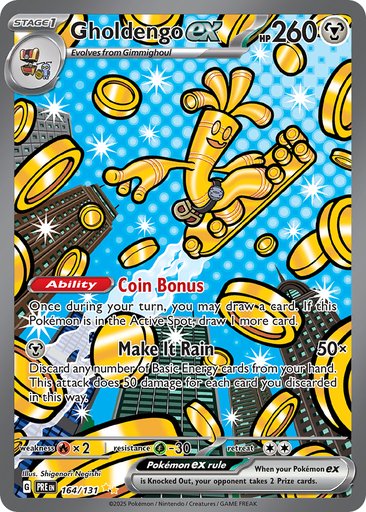 Gholdengo ex 164/131 card from SV: Prismatic Evolutions
