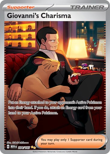 Giovanni's Charisma 204/165 card from SV: Scarlet & Violet 151