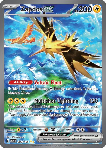 Zapdos ex 202/165 card from SV: Scarlet & Violet 151