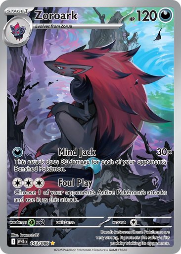 Zoroark 143/086 card from SV: White Flare