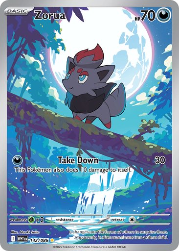 Zorua 142/086 card from SV: White Flare