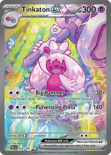 Tinkaton ex 262/193 card from SV02: Paldea Evolved