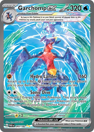 Garchomp ex 245/182 card from SV04: Paradox Rift