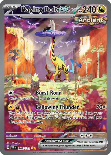 Raging Bolt ex 208/162 card from SV05: Temporal Forces