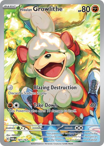 Hisuian Growlithe 181/167 card from SV06: Twilight Masquerade