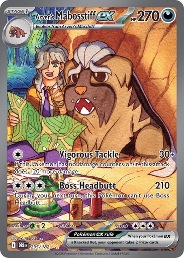 Arven's Mabosstiff ex 235/182 card from SV10: Destined Rivals