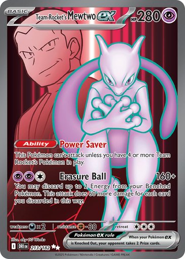 Team Rocket's Mewtwo ex 213/182 card from SV10: Destined Rivals
