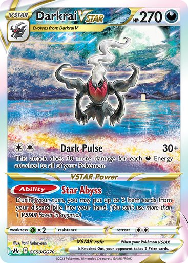Darkrai VSTAR GG50/GG70 card from SWSH: Crown Zenith: Galarian Gallery