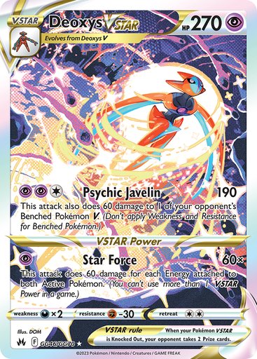 Deoxys VSTAR GG46/GG70 card from SWSH: Crown Zenith: Galarian Gallery