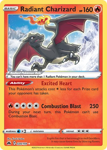 Radiant Charizard 020/159 card from SWSH: Crown Zenith
