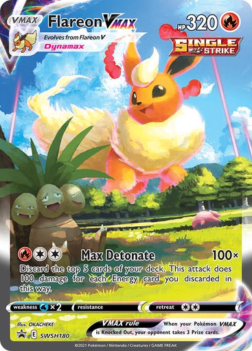 Flareon VMAX SWSH180 card from SWSH: Sword & Shield Promo Cards