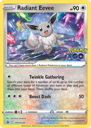 Radiant Eevee SWSH230 card from SWSH: Sword & Shield Promo Cards