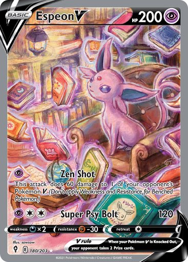 Espeon V (Alternate Full Art) 180/203 card from SWSH07: Evolving Skies