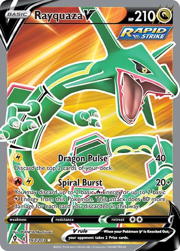 Rayquaza V (Full Art) 193/203 card from SWSH07: Evolving Skies
