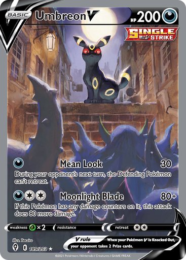 Umbreon V (Alternate Full Art) 189/203 card from SWSH07: Evolving Skies